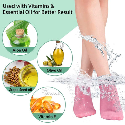 Silicone Moisturizing Socks for Women - Anti-Slip Aloe Gel Socks for Dry Cracked Feet