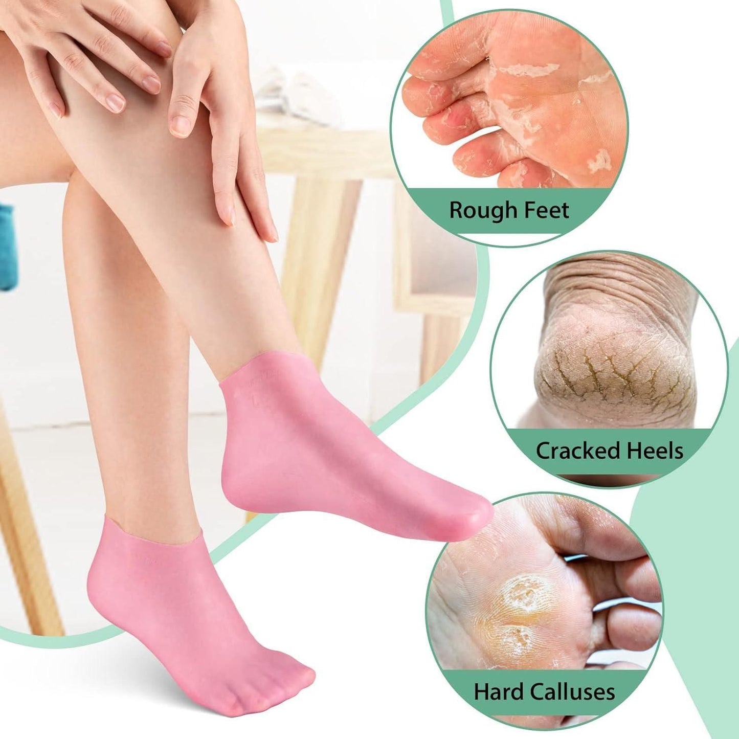 Silicone Moisturizing Socks for Women - Anti-Slip Aloe Gel Socks for Dry Cracked Feet