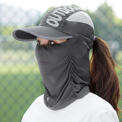 Sun Cap with Detachable Face Mask for Women - UV Protection Hat with Cotton Cover