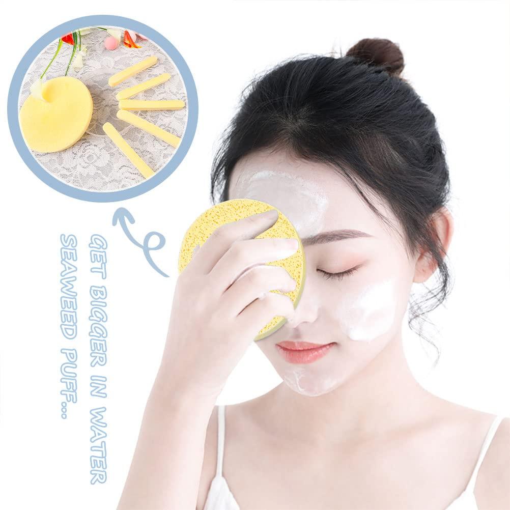 12 PCS Compressed Facial Sponge Set with Storage Container - Reusable Face Cleansing Sponges